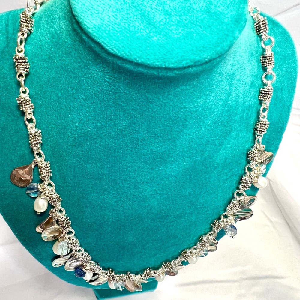 Starry Night by Michael Dawkins, 925 Sterling silver w/pearls & blue topaz. - Picture 8 of 16